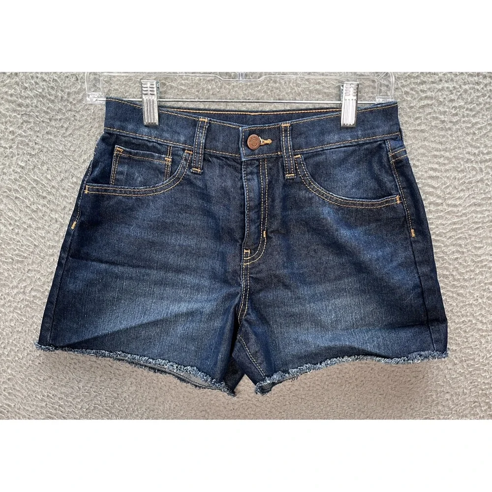 Old Navy Shorts‎ Girls 14 Blue High Rise Adjustable Waist Cut Off Distressed Y2K